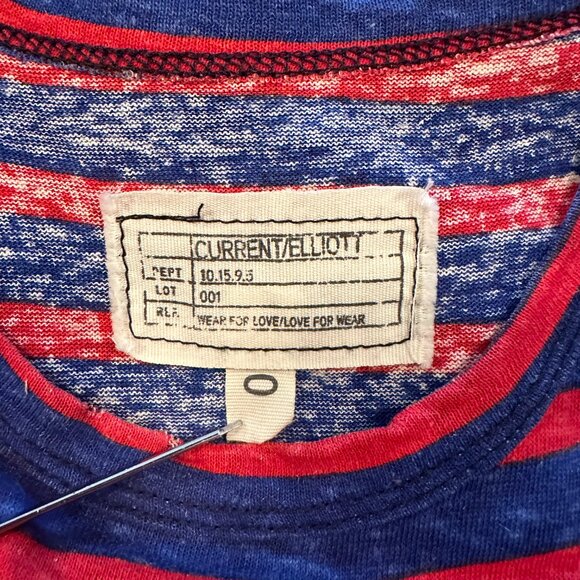 Current/Elliott Muscle Tank Top Womens Blue and Red Striped Hemp Cotton Tee - Picture 5 of 6